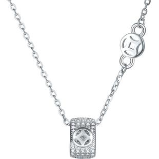 六桂福925银小蛮腰铜钱项链银首饰送女生礼物官方情人节新年礼物