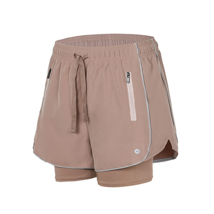 annerun双层防走光运动短裤女款夏季外穿骑行裤带内衬五分瑜伽裤