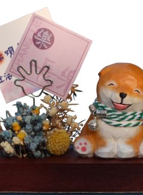 木制摆件治愈系车载柴犬招财狗