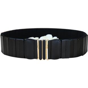 腰封女真皮头层牛皮黑色松紧宽腰带时尚百搭装饰配裙子大衣束腰带