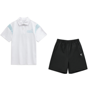 乔丹童装男童polo衫运动套装夏季中大童速干透气短袖短裤套装女童