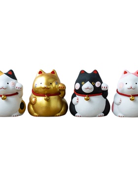 日本进口濑户烧手绘招财猫摆件陶瓷招福开运可爱猫咪车载摆饰送礼