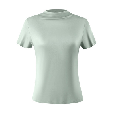 真丝小高领短袖女士T恤透气