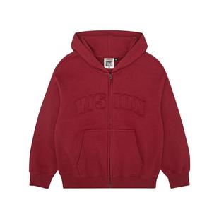 VISION KIDS 童装男女儿童同款美式复古秋冬连帽拉链开衫外套卫衣