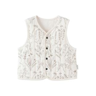 babylove宝宝马甲秋冬文艺百搭上衣婴儿居家外出保暖背心素野墨韵