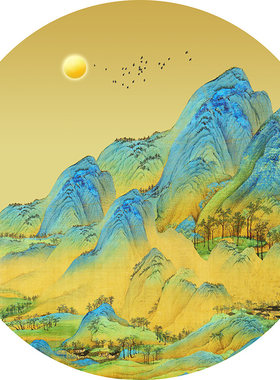 装饰画会所可定制壁画江山图