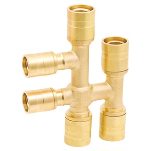 全铜PERT管地暖管铝塑管地热六通分流器滑紧接头冷热水滑套式接头