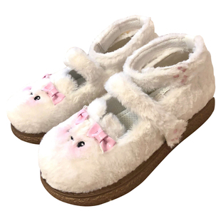 清仓仙女教母小甜熊lo鞋加绒原创鞋可爱毛绒保暖洛丽塔软底毛毛鞋