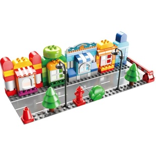 费乐大颗粒百变小车工程消防警车组合拼装积木创意儿童宝宝玩具