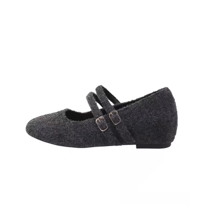 采采乐希平底内增高加绒毛毛单鞋