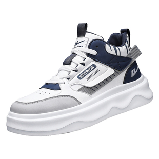 回力帆布男鞋春季潮牌运动高帮休闲学生韩版百搭皮面小白厚底板鞋