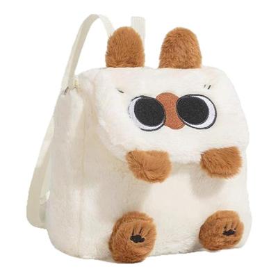 3way日系可爱暹罗猫毛绒双肩包学生单肩包斜挎包mini小背包登山包