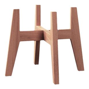 原木十字花架客厅落地式正反两用榉木花托支架胡桃色实木花盆底座