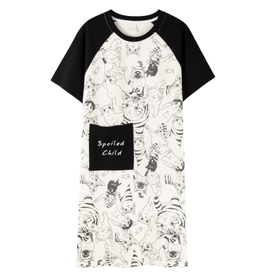 俞兆林带胸垫睡裙女夏季纯棉短袖中裙睡衣可外穿休闲大码家居服夏