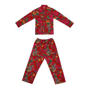 2022东北大花布网红套装长袖外衣对襟姊妹装民族复古盘扣聚会搞笑