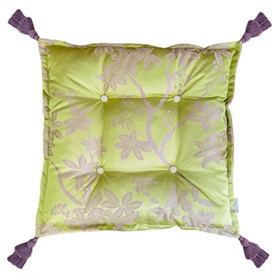 萬見「青拢翠敛」法式中国风坐垫高级绿色紫色餐椅垫客厅中式垫子