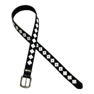 Stu小众黑白棋盘方格皮带潮流男女通用简约腰带潮同款ins风百搭