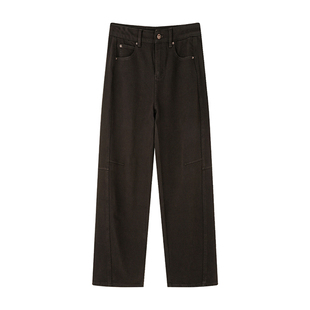 【新品9折】solighter 法式复古彩色牛仔休闲裤女冬季弯刀裤