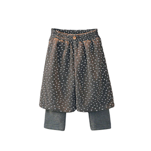 女童加绒裤子2026新款冬季女孩洋气好看碎花长裤儿童假两件休闲裤