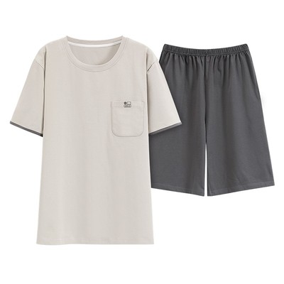 纯棉睡衣男夏季短袖套装