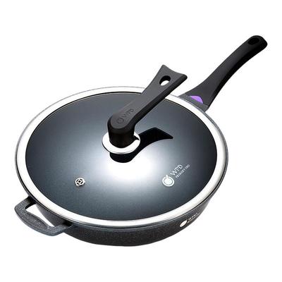 正品麦饭石无涂层不粘锅炒菜锅无油烟煎锅电磁炉煤气灶专用平底锅