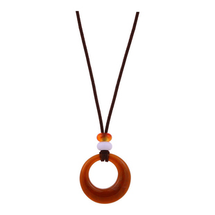 复古长款棕色圆环吊坠项链女毛衣链大气高档高级感秋冬衣服配饰品