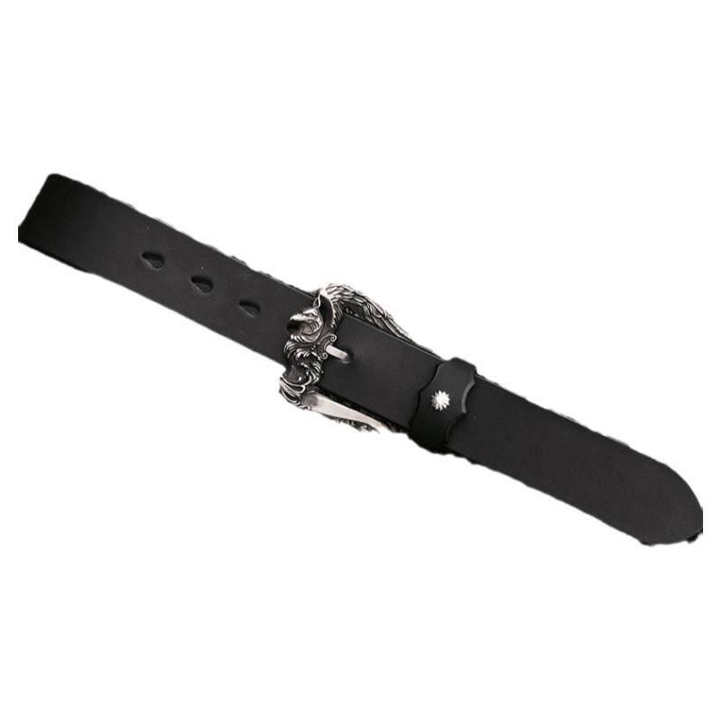 渡鸦工作室专属设计欧美格里芬皮带扣925纯银饰定制手工真皮腰带