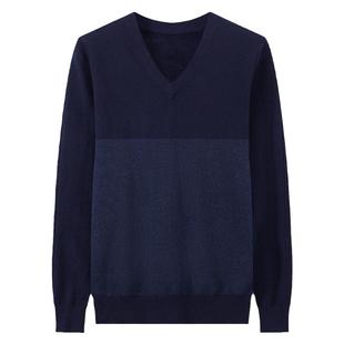 鹿王羊绒衫男士V领单面交织柔软舒适保暖商务百搭套头衫春秋新款