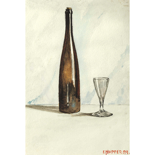 葡萄酒瓶和玻璃杯 Edward Hopper 霍普 装饰画 客厅书房卧室酒吧