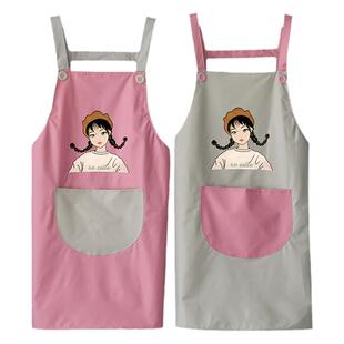 美甲师美容院卡通美甲店围裙定制logo女时尚日式防水防油工作服装