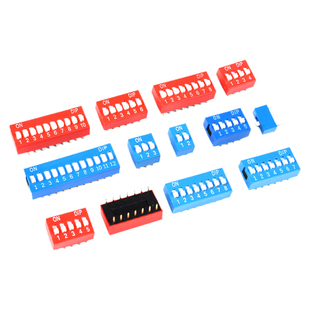 拨码开关拨动侧拨平拨编码贴片2P 4 5 6 8 9 10位2.54mm红蓝黑色