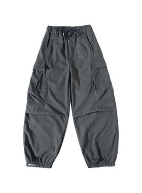 男童工装风加绒一体绒长裤