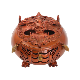 仿古兽面狻猊炉烧香铜炉香薰炉装饰摆件盘香熏香炉沉香檀香点香器
