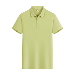 高端冰丝索罗娜POLO衫定制工作服短袖夏季企业柠檬黄色翻领工装男