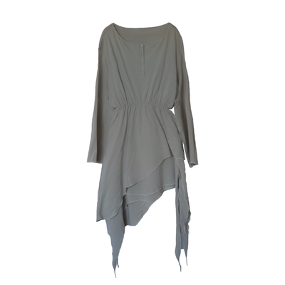 野昭垂坠系扣无边感繁琐连衣短裙