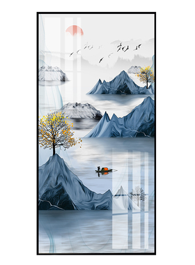 新中式艺术山水画风景玄关装饰画