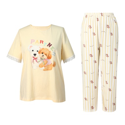 短袖长裤家居服MsShe大码女装