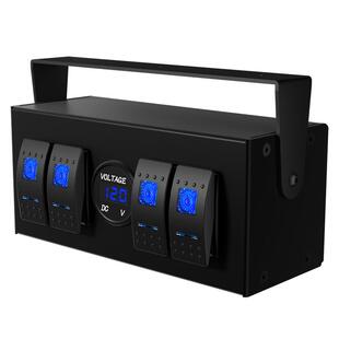 汽车开关盒按钮房车货车客车改装车充电压表翘板开关面板铝合金