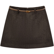 爱居兔复古老钱质感半身裙2025年冬季新款女撞色腰带短单裙