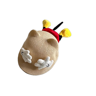 婴儿帽子男宝夏季薄款编织超萌可爱米奇宝宝鸭舌帽儿童防晒草帽潮