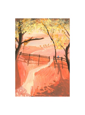 lili wood艺术家复刻版画插画治愈系小清新风景奶油风挂画仅画芯