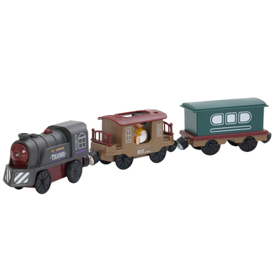 勒酷木质积木小火车轨道套装