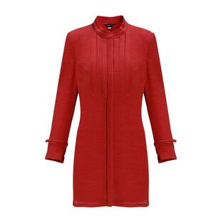 [新中式]LIANGNUO靓诺红色中国风长袖衬衫女夏衬衣上装秋LC19111A