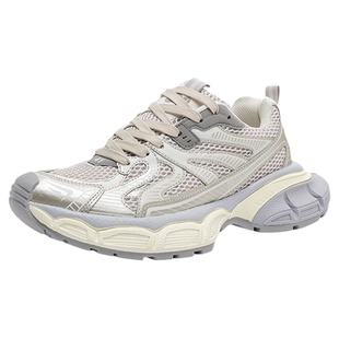 男鞋2026新款今年流行爆款夏透气网面巴黎3xl增高厚底老爹鞋女