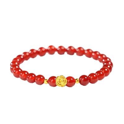 正品绿玛瑙黄金转运珠送妈妈手链