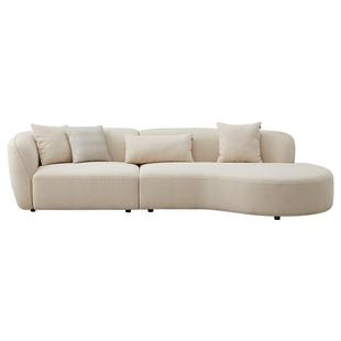 全友家居2025新款奶油风异形布艺沙发床客厅实木框架弧形沙发家具