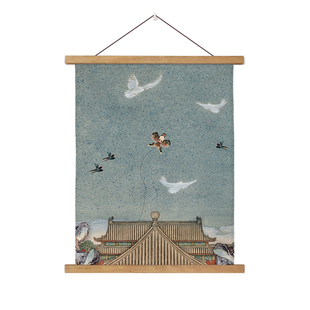 新中式客餐厅复古古典棉麻布艺挂画中国风沙发背景墙上装饰挂布画