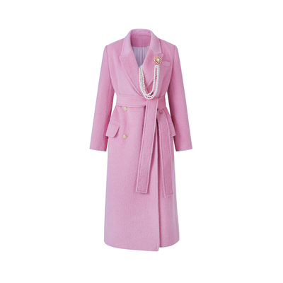 4MILEBYKSMILE粉色羊驼毛大衣