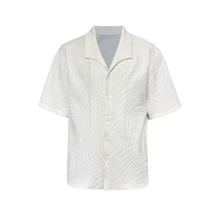 JCAESAR SEAGULL-CALLOR SHIRT海鸥领叶纹衬衫 褶皱肌理 提花翻领