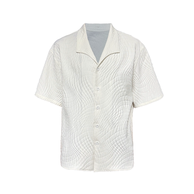 JCAESAR海鸥领叶纹衬衫褶皱肌理